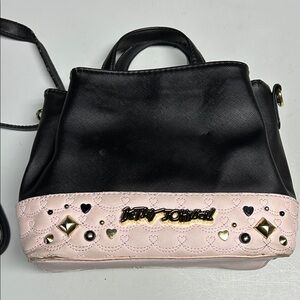 Betsey Johnson black pink studded purse